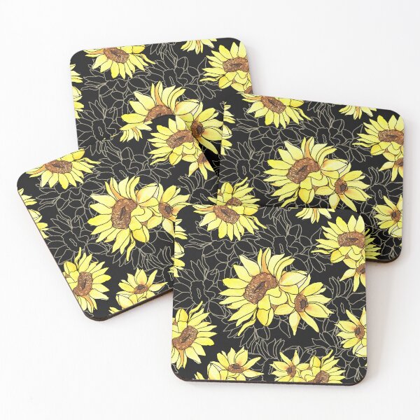 Item preview, Sunflower watercolor and lines designed and sold by Cobalt Blue Watercolors.