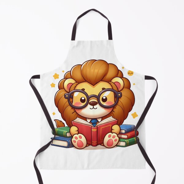 Item preview, Kawaii Lion With Glasses Reading A Book designed and sold by CanvasCutie.