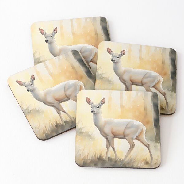 Item preview, White Roe Deer in Golden Forest designed and sold by CalmnessbyChoice.