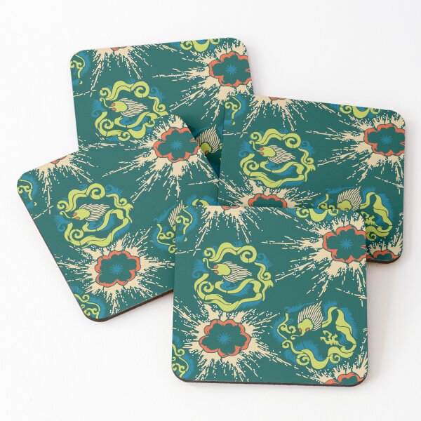 Item preview, Dragons and splattering cherry blossoms - Japanese seamless vintage pattern, design for spring and o-hanami time designed and sold by Japan Design Prints.