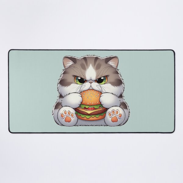 Vista previa del artículo con la obra «Gato Pallas comiendo hamburguesa», diseñado y vendido por Marichkaart.