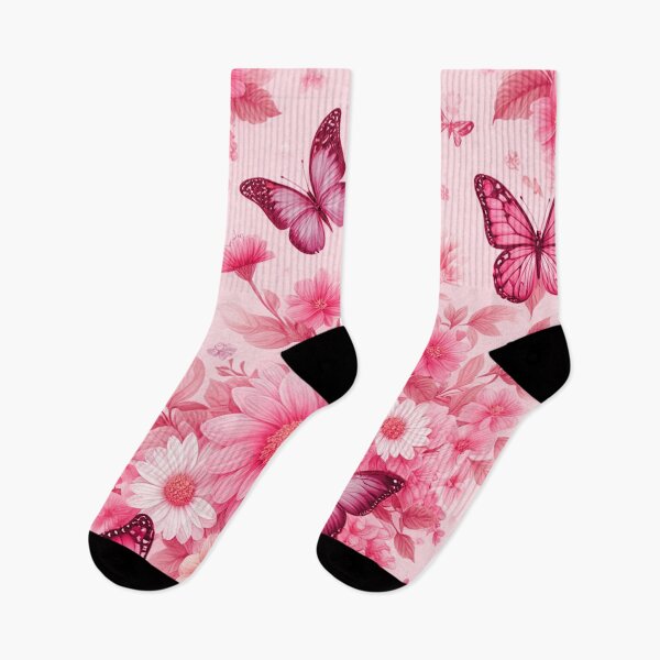 Item preview, Pink flower with butterflies wallpaper illustration design  designed and sold by SpinklyCreations.