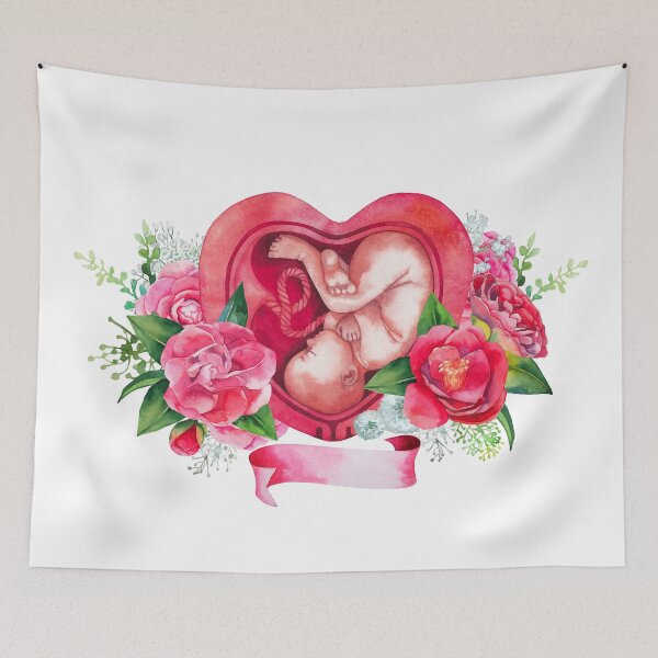 Item preview, Watercolor baby inside the womb designed and sold by Ekaterina Glazkova.
