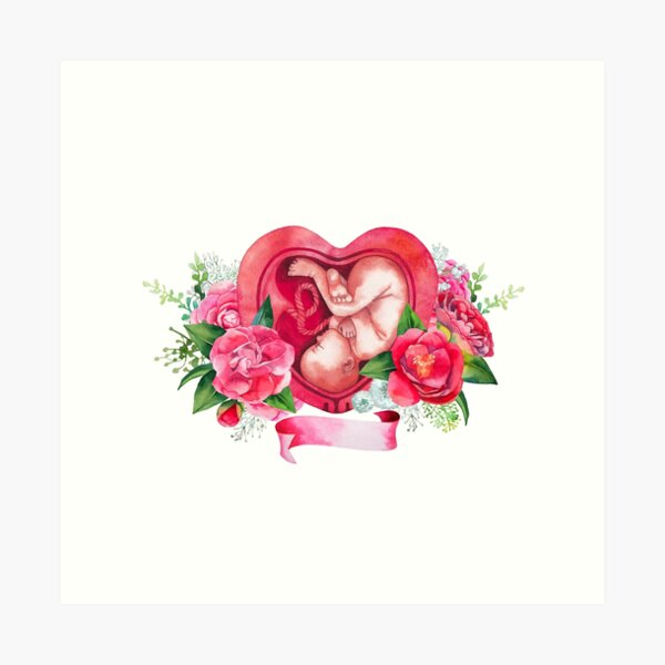 Item preview, Watercolor baby inside the womb designed and sold by Ekaterina Glazkova.