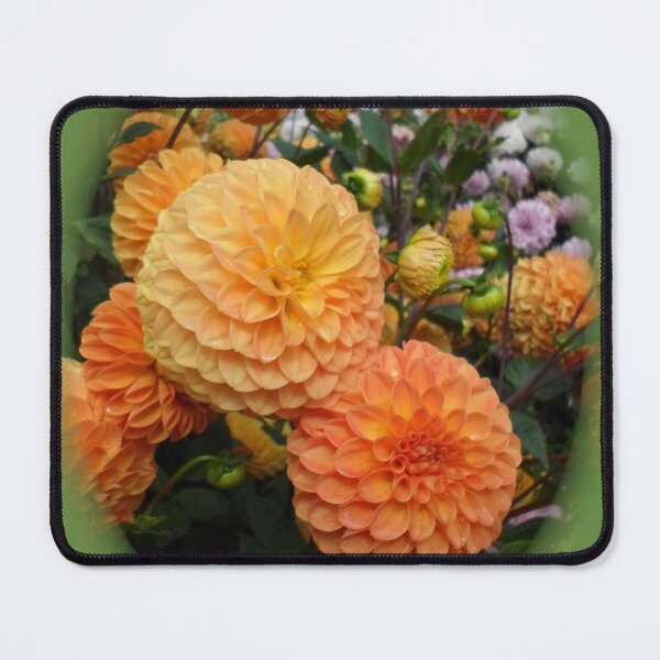 Item preview, Orange Dahlia Flowers With Green Vignette designed and sold by KeksWorkroom.