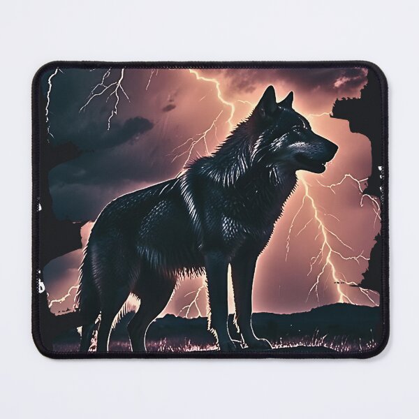 Item preview, Stormy Cry t-shirt, Thunder Howl, Mystic Lightning Wolf designed and sold by RETRO REVIVAL.