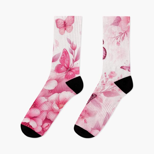 Item preview, Pink flower with butterflies wallpaper illustration design  designed and sold by SpinklyCreations.
