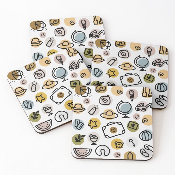 Item preview, cute linear colorful pastel travel pattern designed and sold by demonique.
