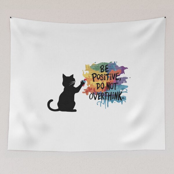 Item preview, Black Cat T-shirt Designs - Be Positive, Do not Overthink #7 designed and sold by Kinyah88.