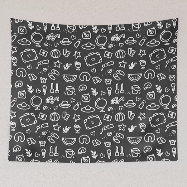 Item preview, cute linear monochrome dark travel pattern designed and sold by demonique.