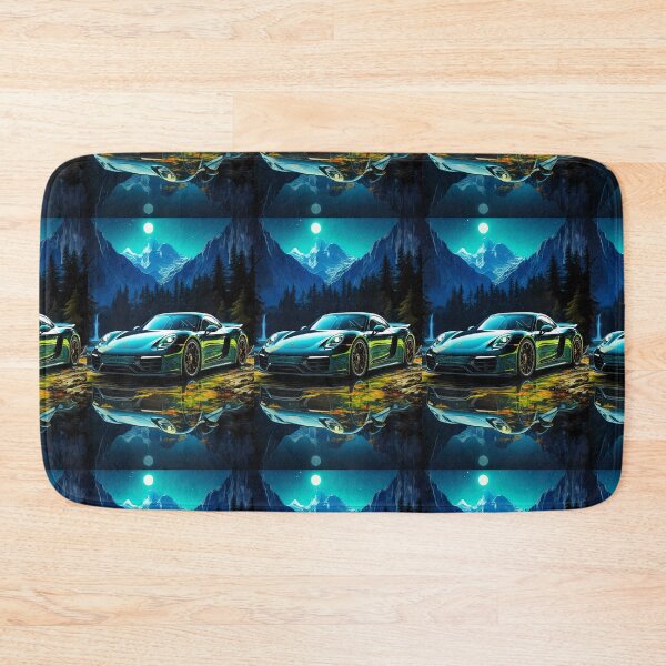 Item preview, Porsche Cayman, Midnight Majesty, High Performance Car Under Moonlit Peaks, Reflective Lake Art designed and sold by RevUpDesign.