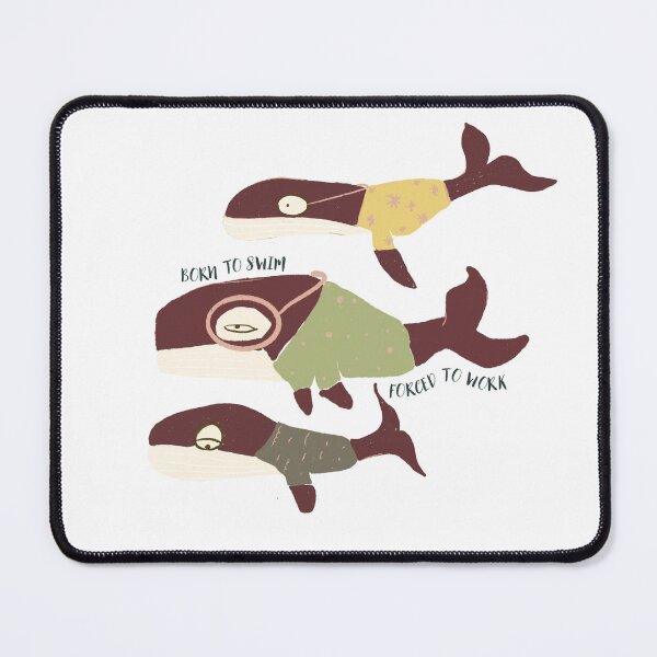 Item preview, Vintage Funny Whales in Suits Bornout Born to Swim Forced to Work designed and sold by VermintStudio.