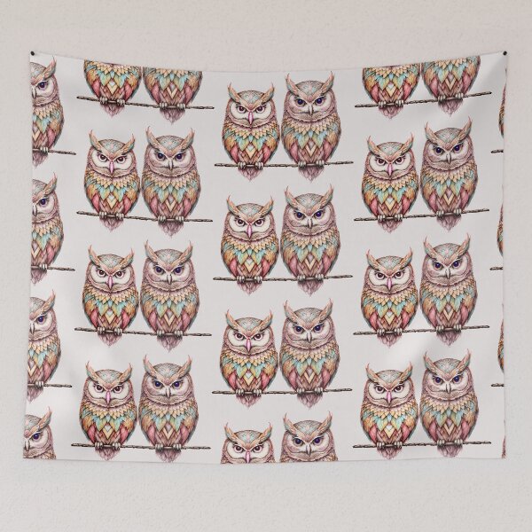 Item preview, psychedelic owls designed and sold by Hen-C-Art.
