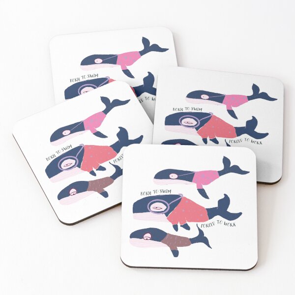 Item preview, Pink Funny Vintage Whales in Suits Born to Swim Work designed and sold by VermintStudio.