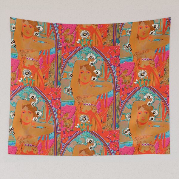 Item preview, Fresh faces. Fluro lady (Alphonse Mucha) designed and sold by bekki smith.