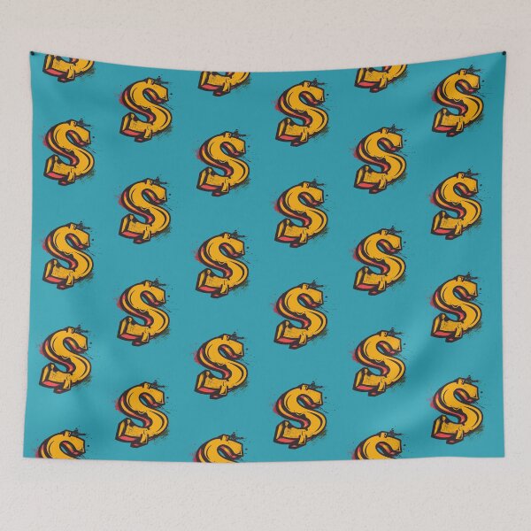 Item preview, 90's Hip-Hop Style Dollar Sign on Blue Background designed and sold by SpoonToonCnt.