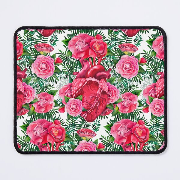 Item preview, Watercolor pattern with heart and cammelias designed and sold by Ekaterina Glazkova.