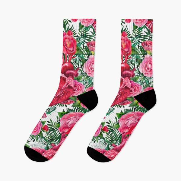 Item preview, Watercolor pattern with heart and cammelias designed and sold by Ekaterina Glazkova.