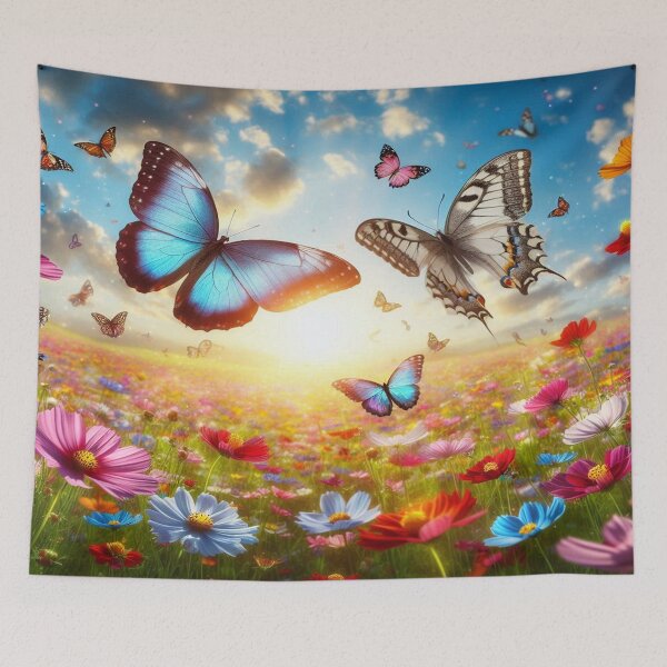 Item preview, Butterfly dance: A dance of colors on the flower meadow under a blue sky designed and sold by FotoworldEdel.