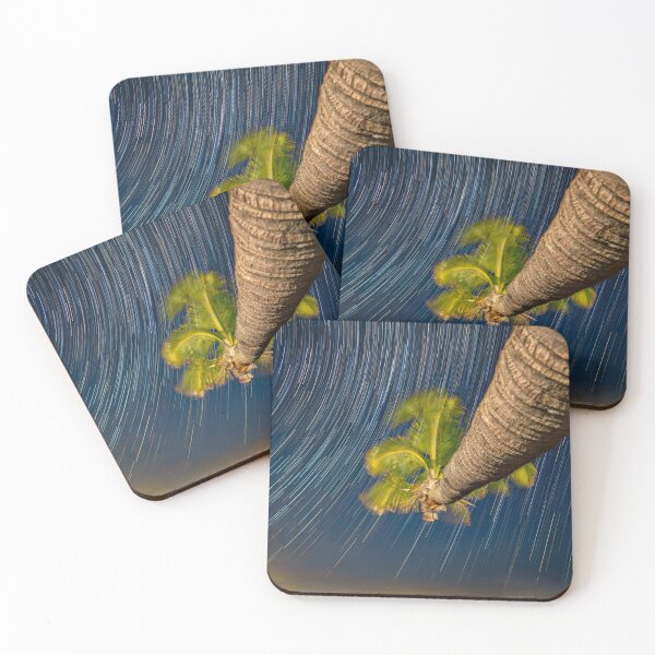 Item preview, Leaning Palm Tree, Tangalooma, Moreton Island - Star Trail Astrophotography. Panoramic Landscape.  designed and sold by dylanmorgan.
