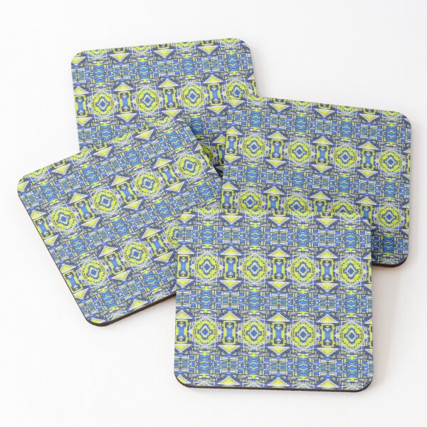 Item preview, Ethnic pastel handmade pattern blue yellow designed and sold by Alessandro Remo Mazzoni Remotextiles.