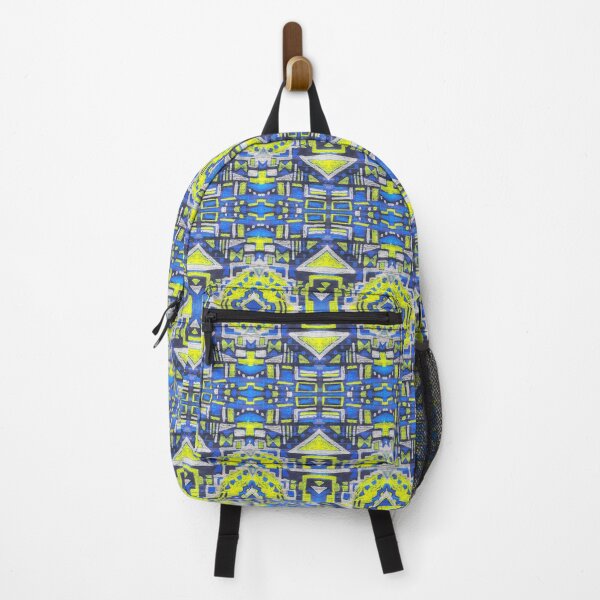Item preview, Ethnic pastel handmade pattern blue yellow designed and sold by Alessandro Remo Mazzoni Remotextiles.