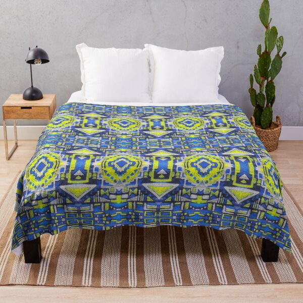 Item preview, Ethnic pastel handmade pattern blue yellow designed and sold by Alessandro Remo Mazzoni Remotextiles.