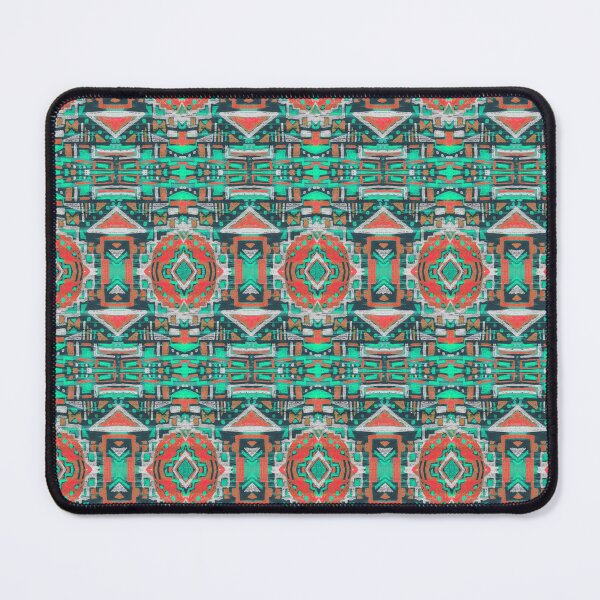 Item preview, Ethnic pastel handmade pattern green red designed and sold by Alessandro Remo Mazzoni Remotextiles.