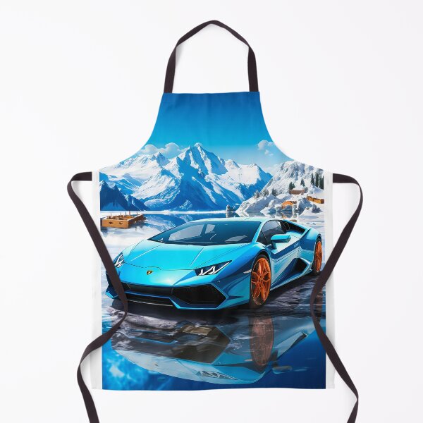 Item preview, Blue Lamborghini Huracan, Icy Majesty Supercar, Sports Car On Snowy Alpine Backdrop, High Octane Wall Art designed and sold by RevUpDesign.