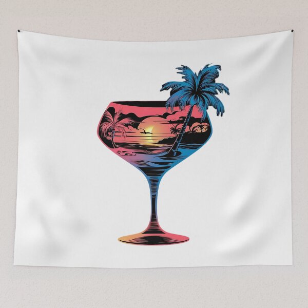 Item preview, beach scene encapsulated within the silhouette of a cocktail glass. designed and sold by JonathanP514.