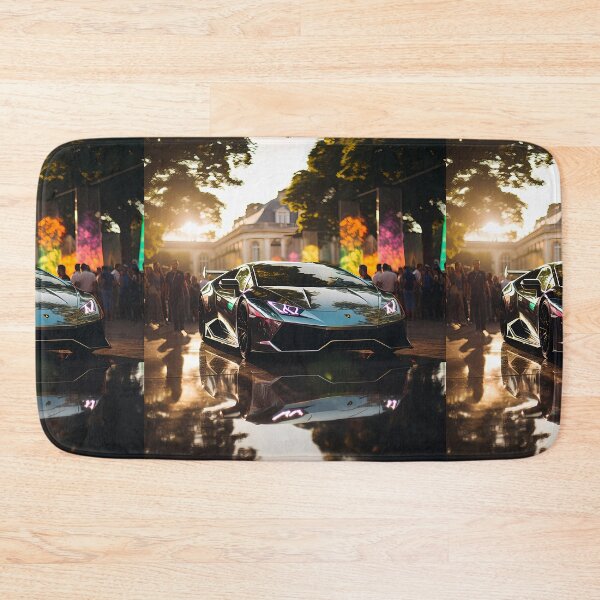 Item preview, Lamborghini Huracan STO, Super Car Exhibition Poster, Sunset Reflections Luxurious Sports Car, Urban Art designed and sold by RevUpDesign.