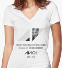 Avicii RIP Women's Fitted V-Neck T-Shirt