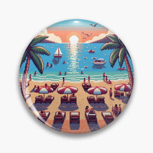 Item preview, Pixel art beach with sunset designed and sold by Landsesse.