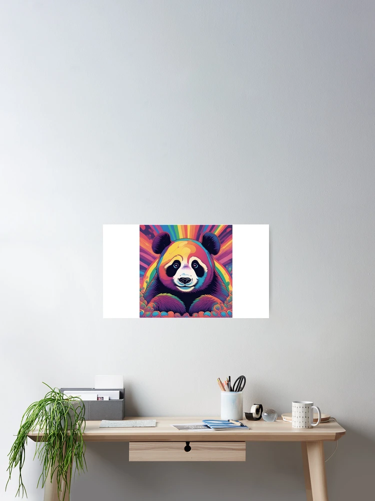Thumbnail 2 of 3, Poster, Psychedelic panda designed and sold by RiffZoom.