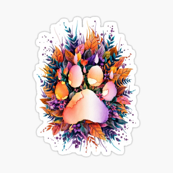 Item preview, A paw leaves and flowers designed and sold by 123ks.
