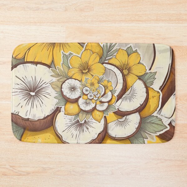 Item preview, Lemon coconut and retro yellow flowers designed and sold by Hen-C-Art.