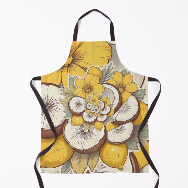 Item preview, Lemon coconut and retro yellow flowers designed and sold by Hen-C-Art.