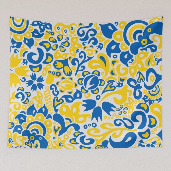 Item preview, Ukrainian flag colors and transparent folklore pattern designed and sold by CutieBlue.
