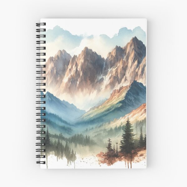Item preview, Magnificent mountain range in watercolor designed and sold by Arabic-Souvenir.