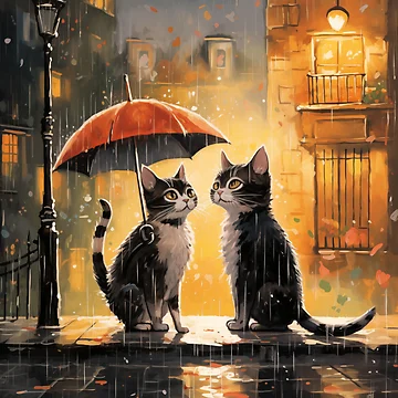 Artwork thumbnail, Cats Playing In The Rain In Paris by Rtymer