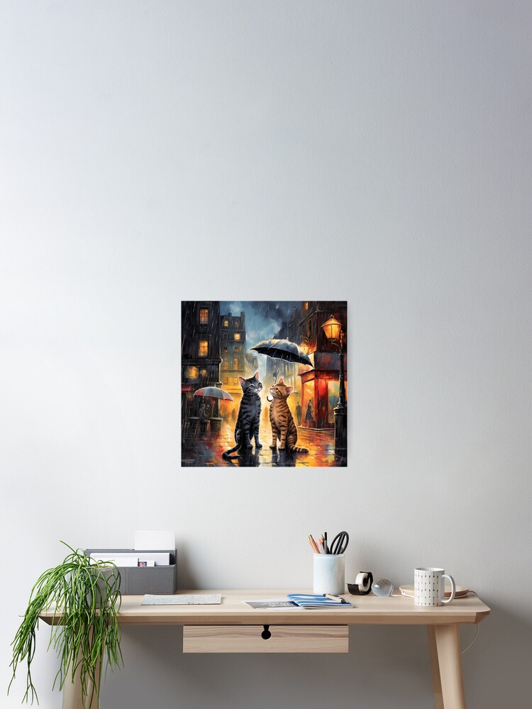 Thumbnail 2 of 3, Poster, Cats Playing In The Rain In Paris designed and sold by Rtymer.