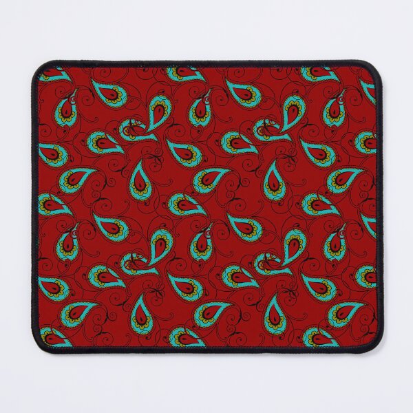 Item preview, Deep Red and Aqua Paisley Dreams designed and sold by CheriesArt.