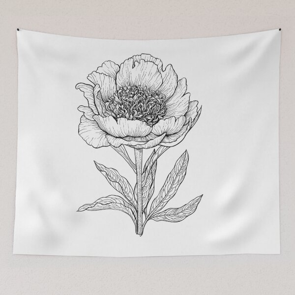Item preview, Peony flower in magenta in black and white designed and sold by Katerina Mitkova Kirilova.