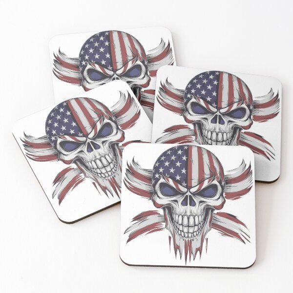 Item preview, American Flag Skull with Fierce Expression designed and sold by Quirky Shirts.