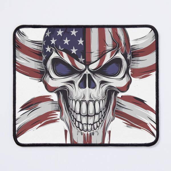Item preview, American Flag Skull with Fierce Expression designed and sold by Quirky Shirts.