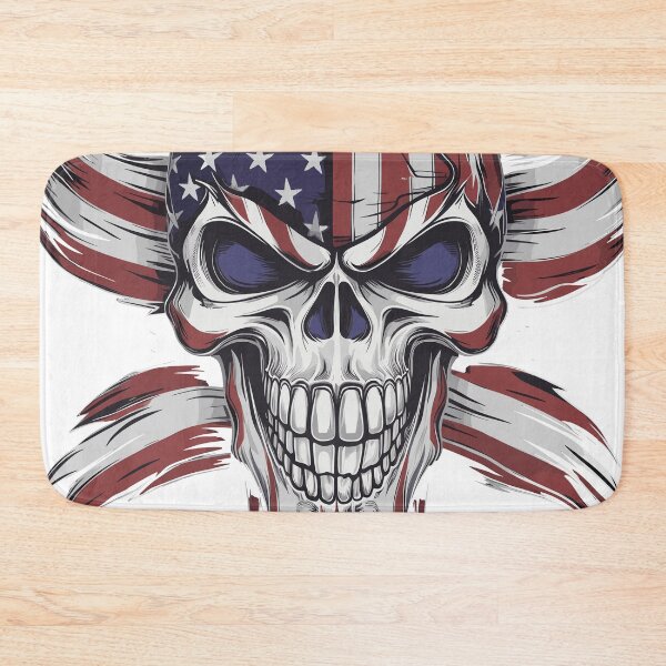Item preview, American Flag Skull with Fierce Expression designed and sold by Quirky Shirts.