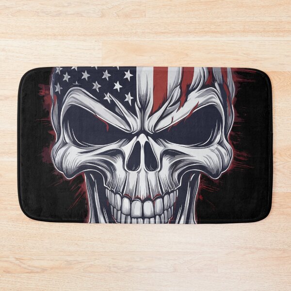 Item preview, American Flag Skull with Intense Expression designed and sold by Quirky Shirts.