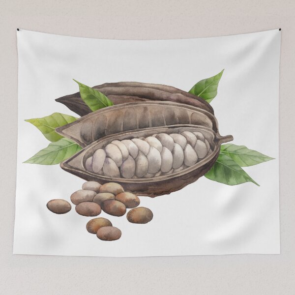 Item preview, Watercolor dried cocoa fruit  designed and sold by Ekaterina Glazkova.