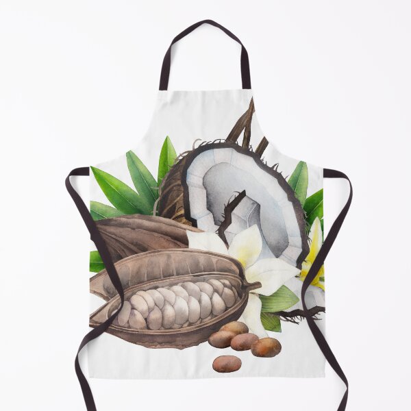 Item preview, Watercolor cocoa fruit, coconut and vanilla flowers designed and sold by Ekaterina Glazkova.