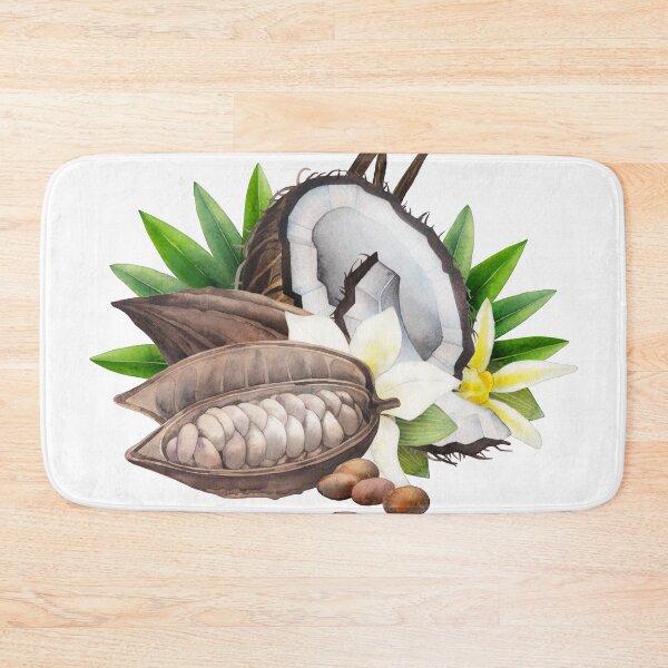 Item preview, Watercolor cocoa fruit, coconut and vanilla flowers designed and sold by Ekaterina Glazkova.